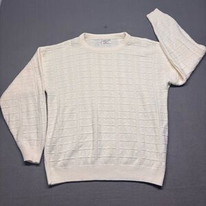 Christian Dior Vintage 90’s Textured Crewneck Men's Cream Sweater XL